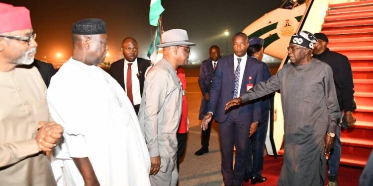 JUST IN: Tinubu returns to Abuja after private visit to Paris