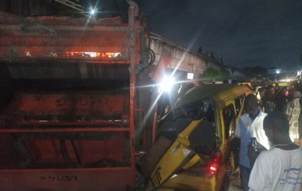Refuse compactor falls off Lagos bridge, kills tricycle rider