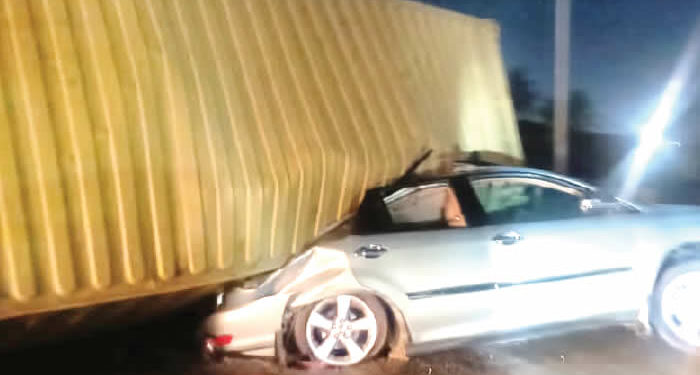 Lagos Couple Miraculously Survives as Container Crushes SUV